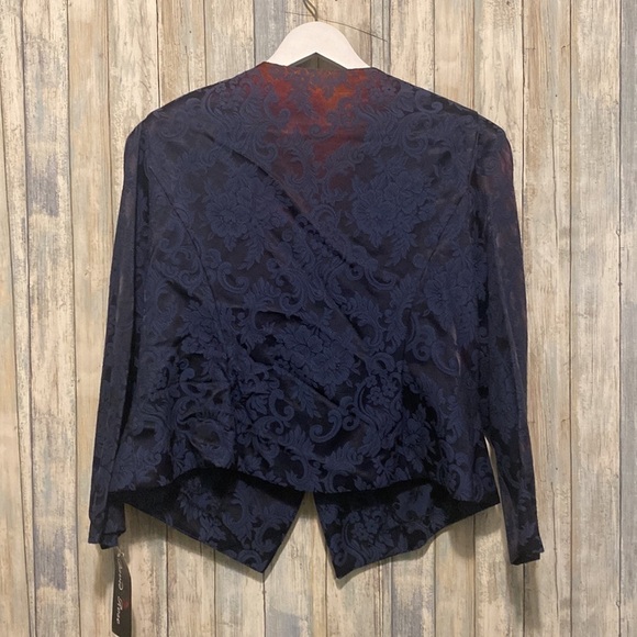 NWT Vintage David Rose Winter Blue Jacquard Blazer | Size 16W - Picture 12 of 16